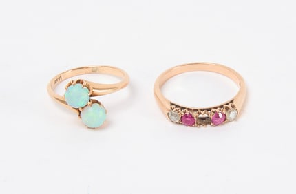 Two 14K Ladies Rings inc Opal Ring