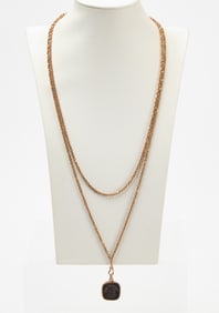 Gold Intaglio Pendant with Sliding Chain