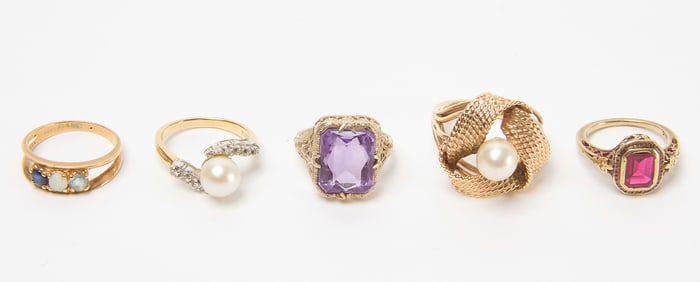 Five 14K Ladies Rings