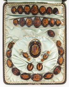 Early Gold-Mounted Nautical Jewelry Set