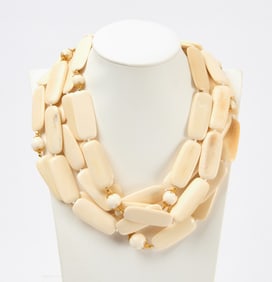 Verdura 18k and Bone Strand Necklace