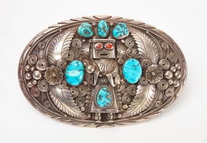 Navajo Kachina Sterling Silver Belt Buckle