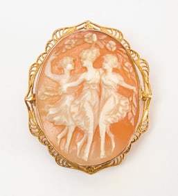 10k Gold Cameo with the Three Graces