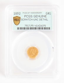 1852 $1 Dollar Gold PCGS Genuine Scratch-UNC Detail