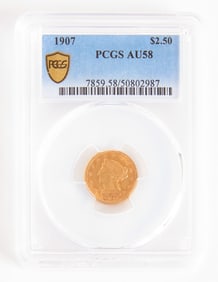 1907 $2.5 Dollar Gold PCGS AU58