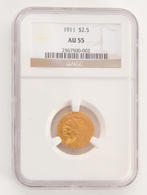 1911 $2.5 Dollar Gold Indian AU55