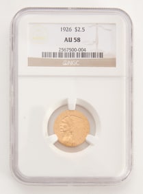 1926 Gold $2.5 AU 58