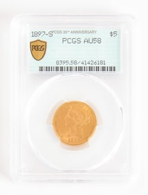 1897-S $5 Dollar Gold PCGS AU58