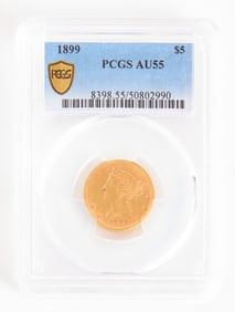 1899 $5 Dollar Gold PCGS AU55