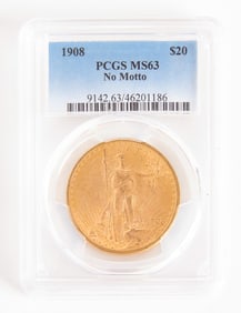 1908 $20 Dollar Gold PCGS MS63