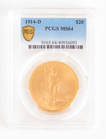 1914-D $20 Dollar Gold PCGS MS64