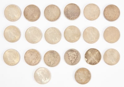 Group of 20 US Silver Peace Dollars