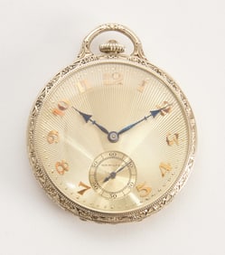 14k White Gold Hamilton Pocket Watch