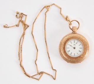 Waltham Pocket Watch with 14k Gold Chain