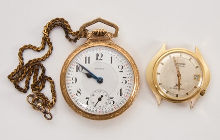 14k Longines Ultrachron and Howard Railroad Pocket Watch