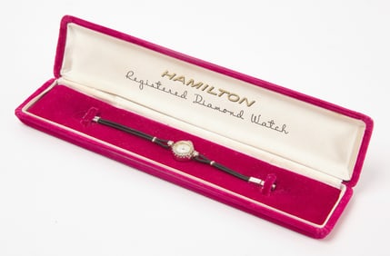 14K White Gold Diamond Hamilton Wristwatch