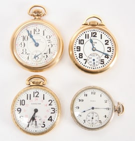 Group of Four Gold-Filled and Rolled Gold Pocket Watches