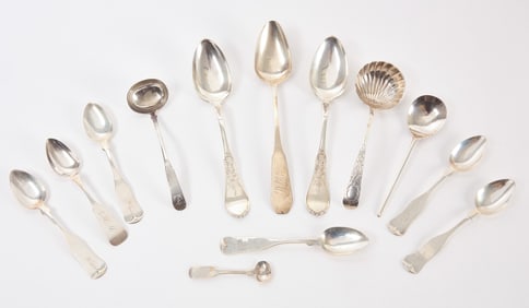 Group of Antique Coin Silver Spoons