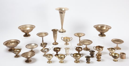 Collection of Weighted Sterling Pedestal Dishes and Others