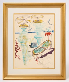 Salvador DalĂ Lithograph, Liquid Tornado Bathtub, limited edition etching on Arches paper, 1975