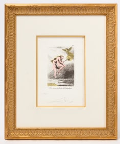 Salvador Dali, Les Caprices de Goya-Los incas peludos del atardecer, etching on Rives paper