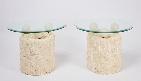 Pair of Postmodern Stone Side Tables