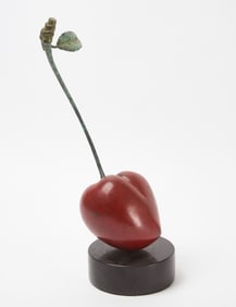 L. Montoya and L. Ortiz Bronze Sculpture of a Cherry - Popliteo