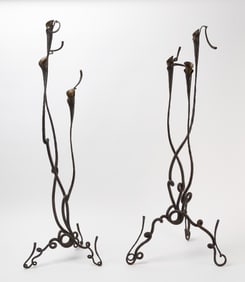 Pair of Wrought Iron Lily Candelabra by Jack Brubaker