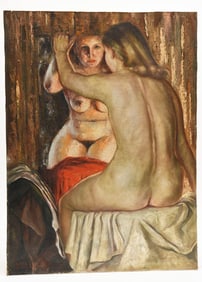 Nude in a Mirror Painting, Signed