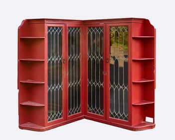 Corner Cabinet with Leaded Glass Doors