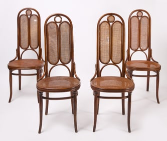 Set of Four Thonet Bentwood and Caned Chairs, No. 16