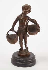 Bronze Statue of a Girl with Baskets