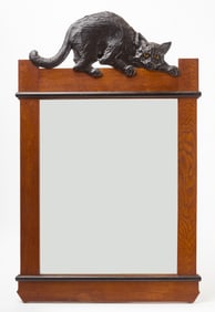 Mirror with Carved Black Cat