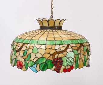 Large Hanging Slag Glass Lamp