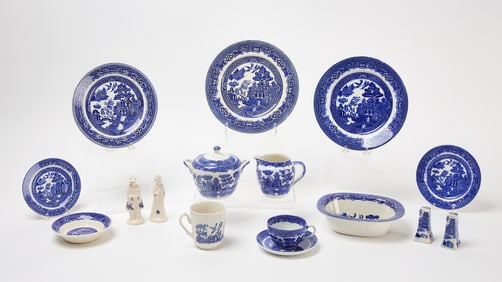 Collection of over 200 Blue Willow Dinnerware Items
