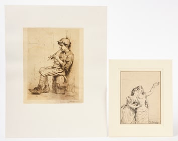 JG Brown and George Lambdin - Two Ink Sketches
