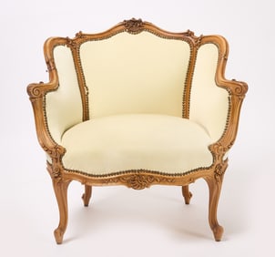 Louis XV Bergere Style Carved Armchair