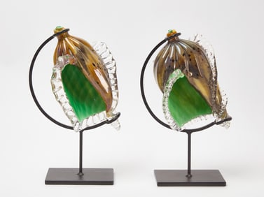 Pair of Murano Shell Form Vases