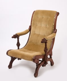 Victorian Armchair with Carved Eagles