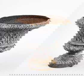 Garden Cast Iron Pedestal Urn: Garden pedestal urn. Cast iron. English, 19th century. H 12-3/4 in. Dia. 15 in. Base 8 in.