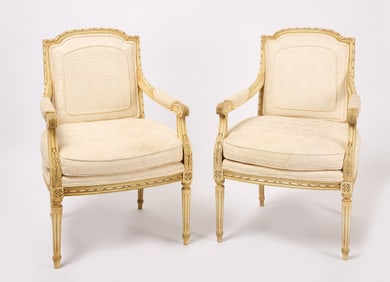 Pair of French Louis XVI Style Armchairs