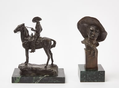 Two Bronzes after Remington - 'Sergeant' and 'Puncher'