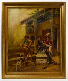 Spanish Scene - Oil on Canvas