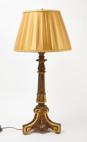 Silver Gilt Altarstick Lamp and Carved Giltwood Lamp