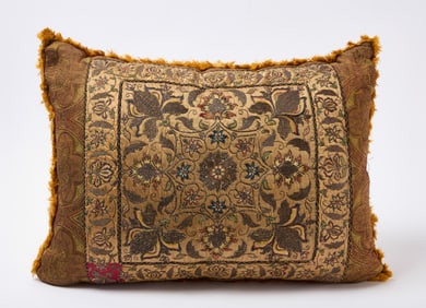 Pillow with Early Embroidered Panel