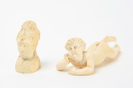 Two Carved Bone Figures