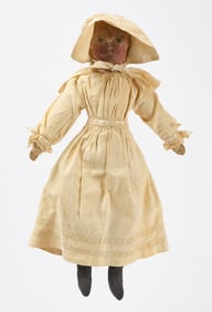 Early Painted Cloth Doll with Bonnet