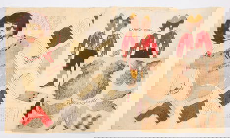 Group of Early Game and Doll Printed Sheets