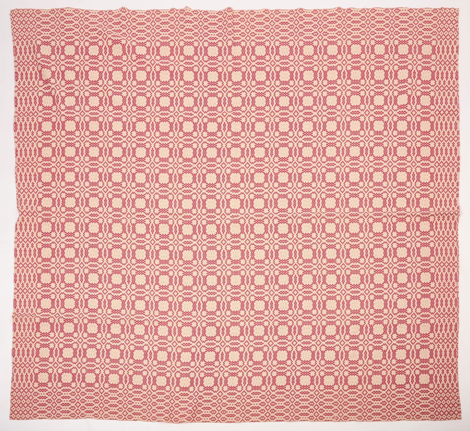 Overshot Coverlet with Cochineal Dyed Wool (1 of 6)