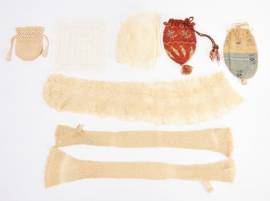 Group of Early Crochet and Handknit Accessories